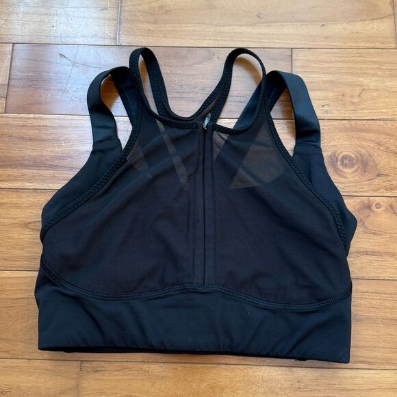 Women Lululemon Crisscross Zipped Back Mesh Sports Bra in Black Size 6 - Picture 1 of 5